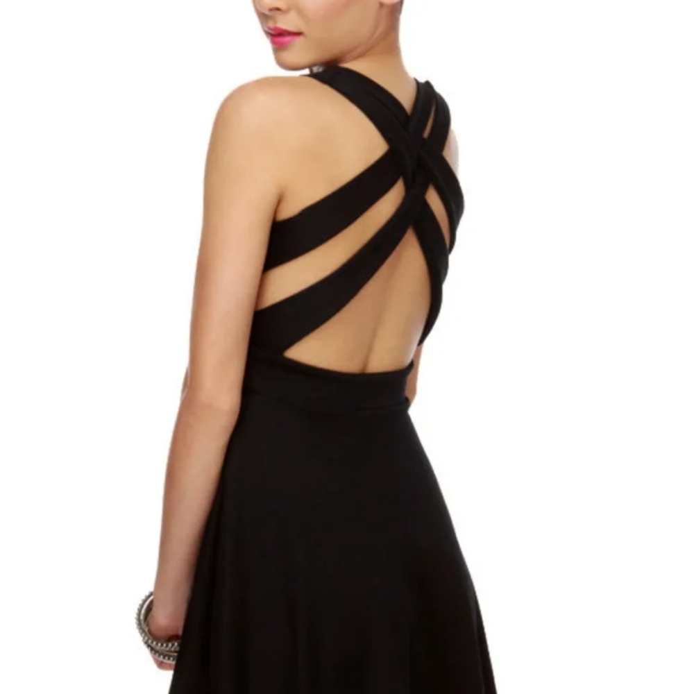 Emerald Sundae Black Strappy Dress